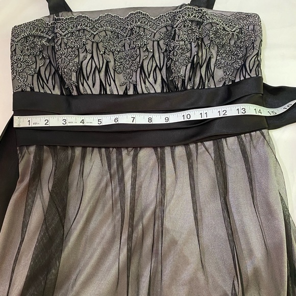 VINTAGE Kathy Roberts Black/Gray Embroidered Floral Tulle Metallic Party Dress 6 - Picture 10 of 11